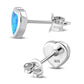 Synthetic Blue Opal Heart Silver Stud Earrings