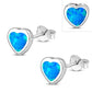 Synthetic Opal Heart Silver Stud Earrings
