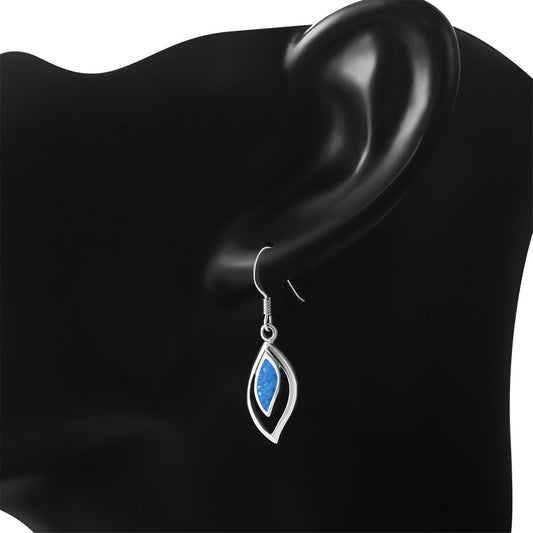 Synthetic Opal Drop Silver Earrings