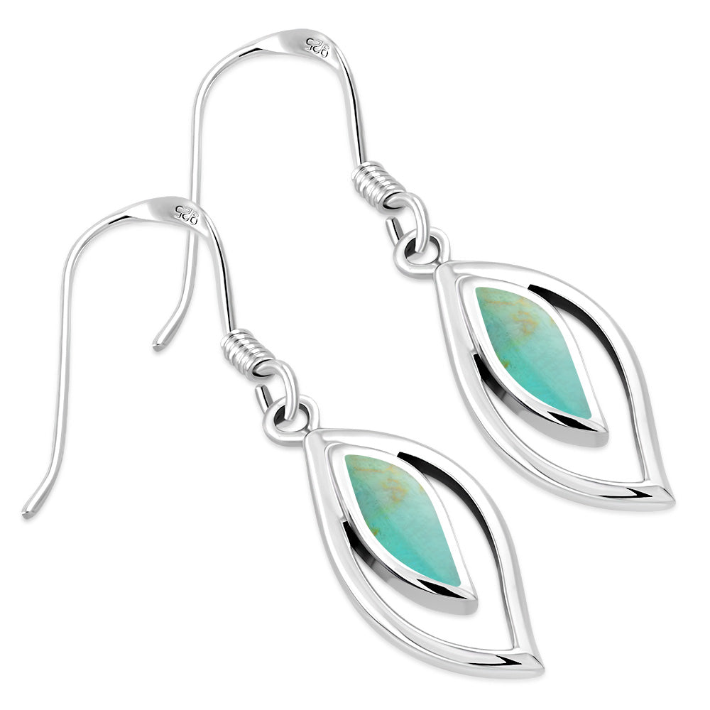 Turquoise Drop Silver Hook Earrings