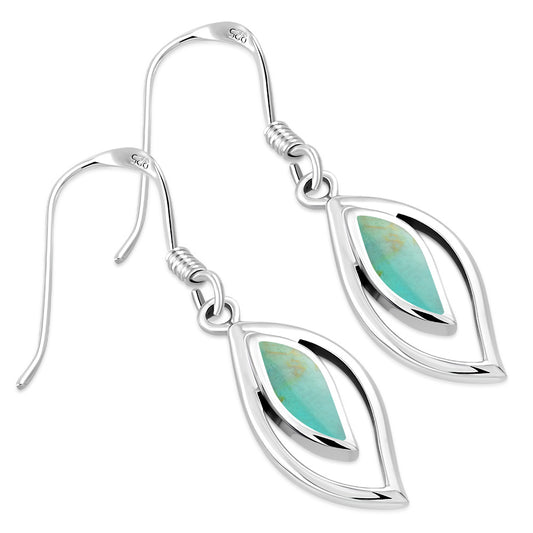 Turquoise Drop Silver Hook Earrings