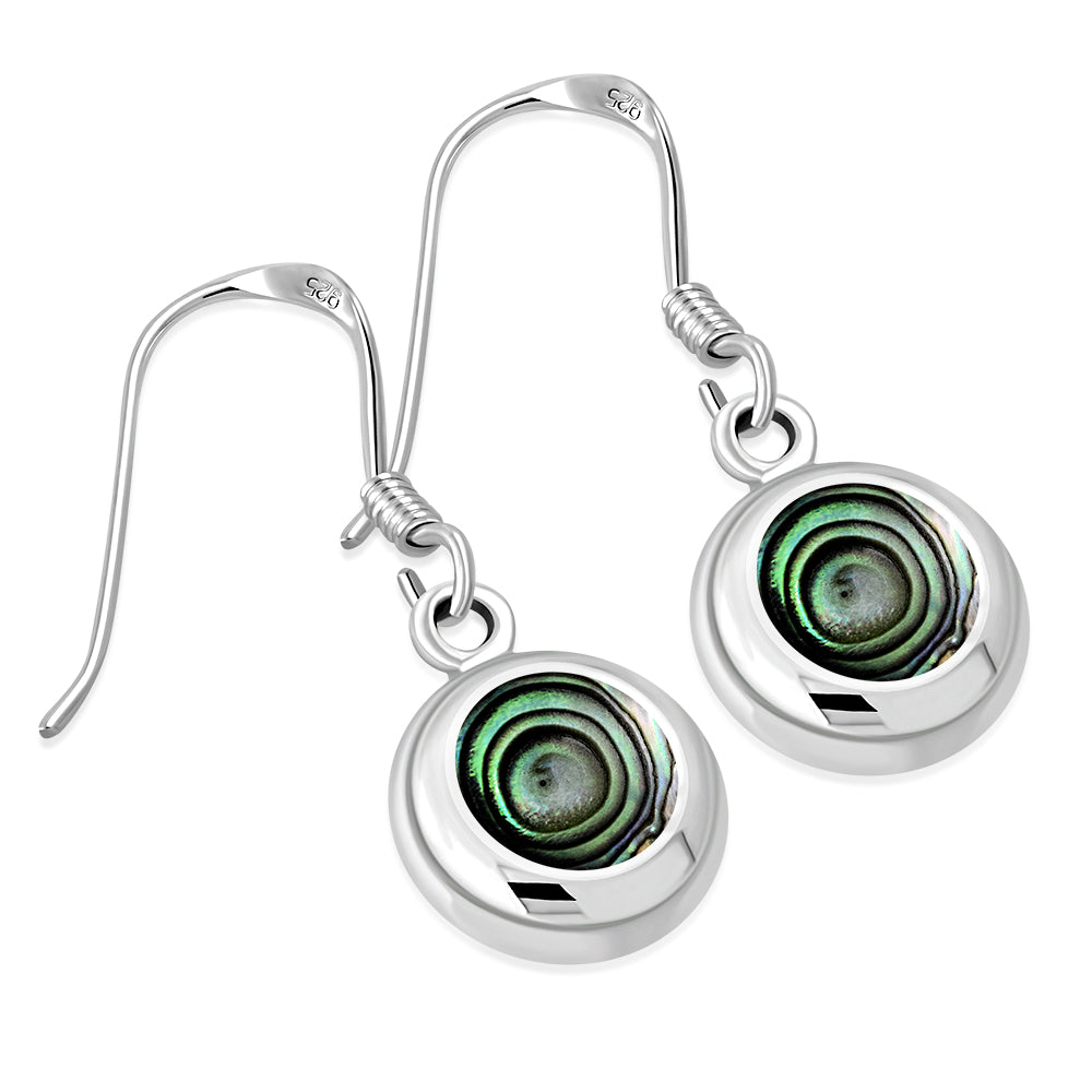 Abalone Shell Round Silver Earrings