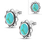 Turquoise Oval Braided Edge Silver StudÿEarrings