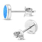 6mm | Synthetic Blue Opal Round Sterling Silver Stud Earrings