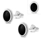 Black Onyx Oval Stud Silver Earrings