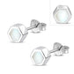 Tiny Mother of Pearl Hexagon Silver Stud Earrings