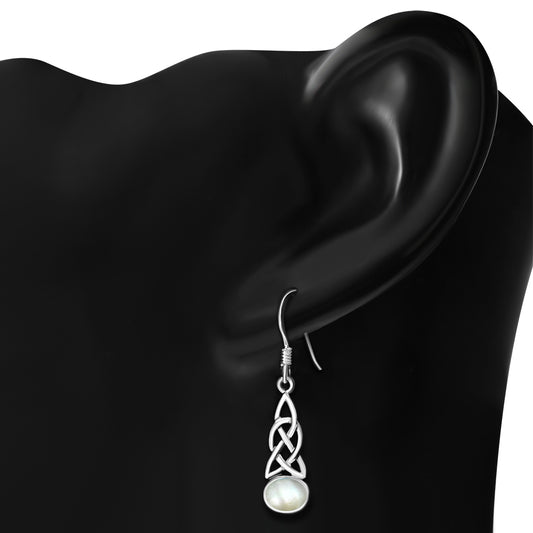 Mother of Pearl Celtic Knot Silver Earrings 