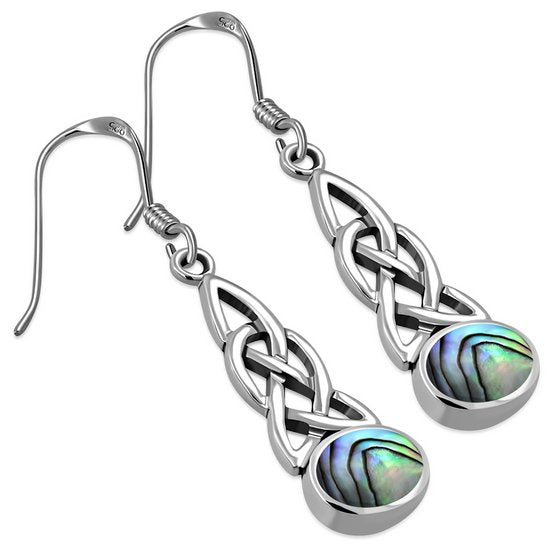 Abalone Shell Celtic Knot Silver Earrings 