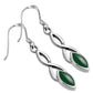 Green Agate Celtic Trinity Knot Silver Earrings