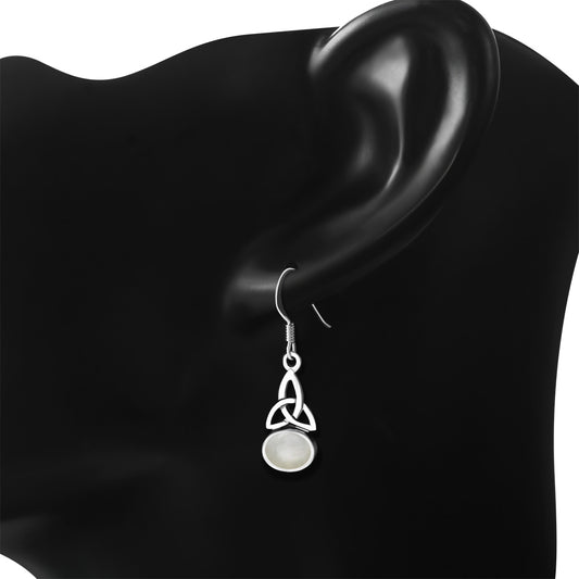 Mother of Pearl Celtic Trinity Knot Silver Earrings 