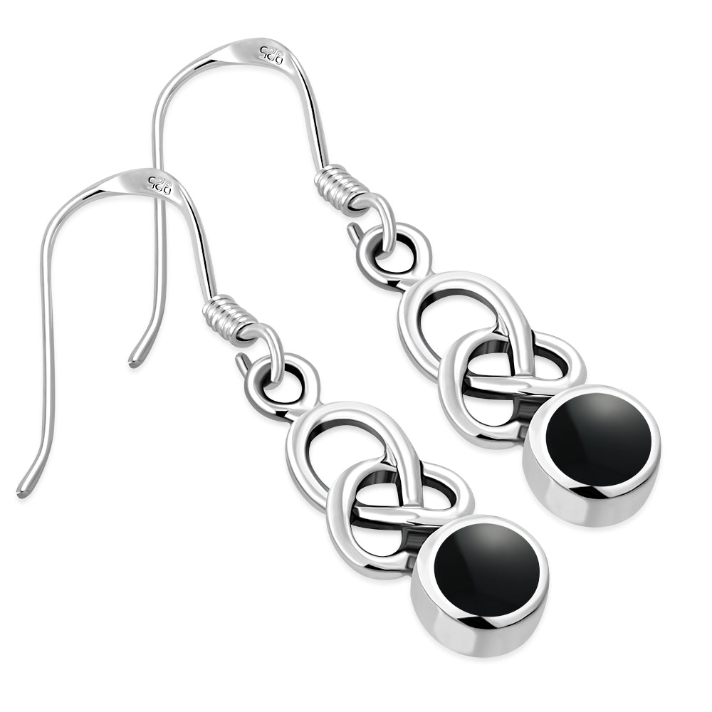 Black Onyx Celtic Knot Silver Earrings
