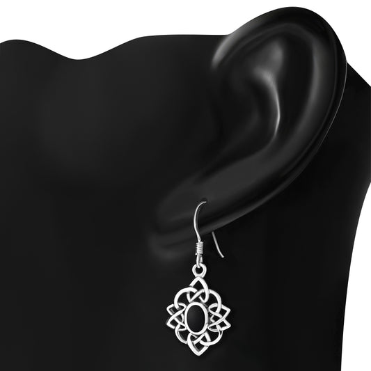 Black Onyx Celtic Knot Silver Earrings 