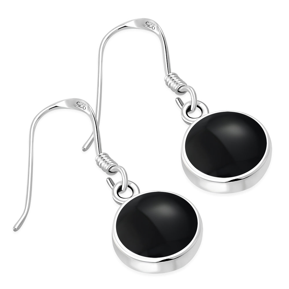 Black Onyx Round Sterling Silver Earrings