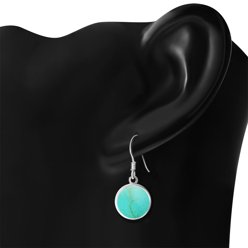 Turquoise Round Sterling Silver Earrings 