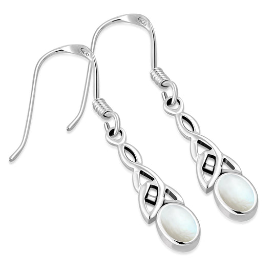 Mother of Pearl Celtic Trinity Silver Earrings