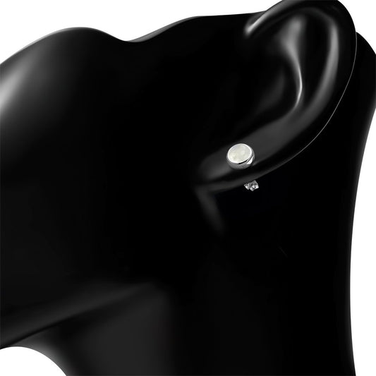 6.50mm | Rainbow Moonstone Round Silver Stud Earrings