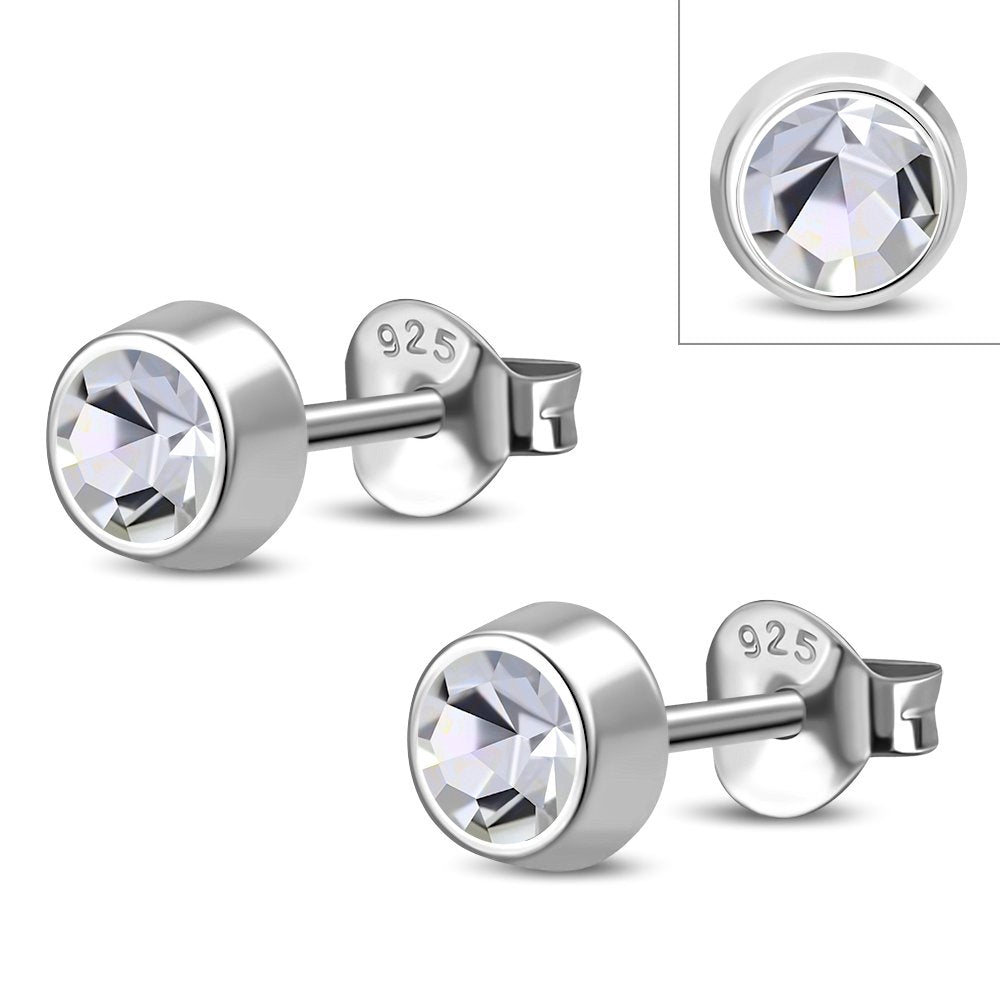 Cubic Zirconia Sterling Silver Stud Earrings