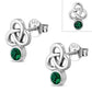 Green CZ Trinity Sterling Silver Earrings