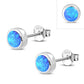 5.30mm | Synthetic Blue Opal Round Sterling Silver Stud Earrings