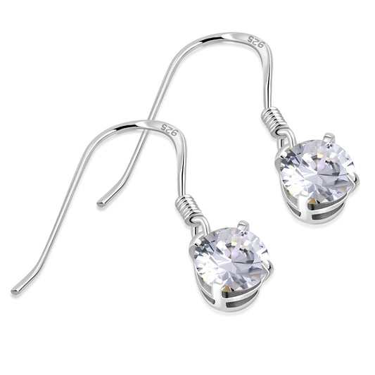 Clear CZ Sterling Silver Dangling Earrings
