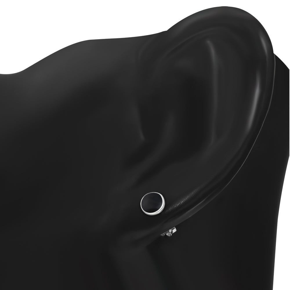 4.80mm | Black Onyx Round Sterling Silver Stud Earrings