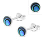 4.80mm | Abalone Shell Round Sterling Silver Stud Earrings