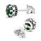 Vintage Royal Crown Ethnic Emerald Green CZ Sterling Silver Stud Earrings