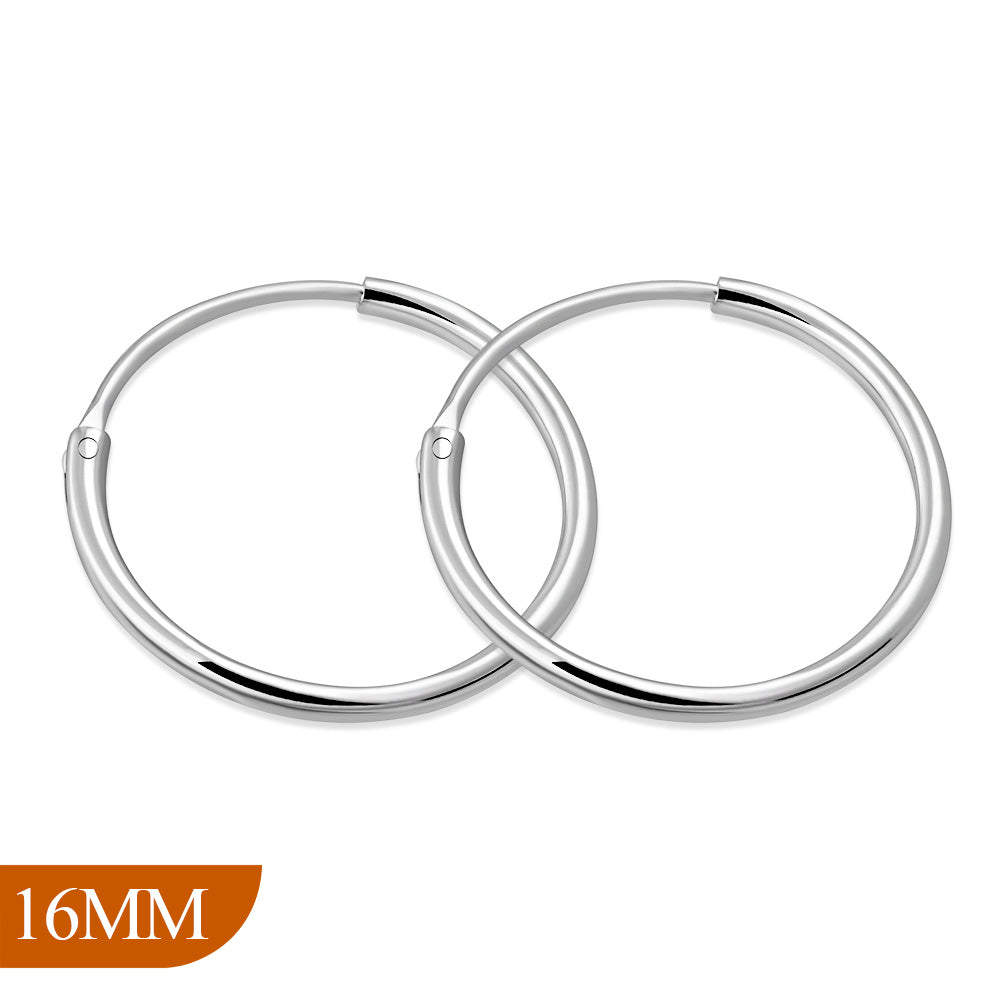 16mm Wide - 1.2mm Thick Silver Hoop Earrings