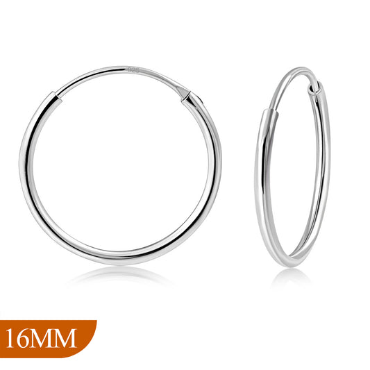 16mm Wide - 1.2mm Thick Silver Hoop Earrings