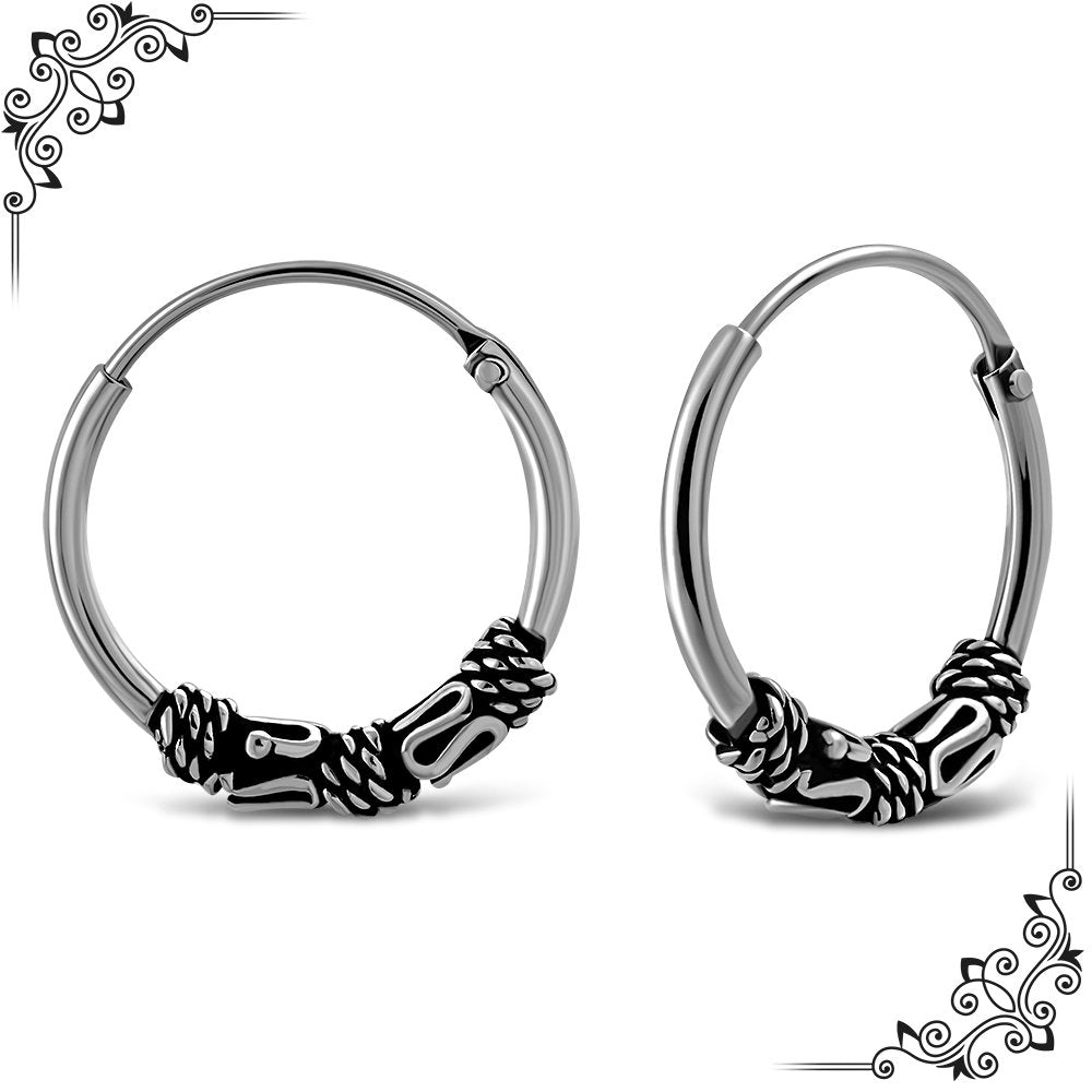 14mm Wide - 1.2mm Thick Bali Hoop Earrings