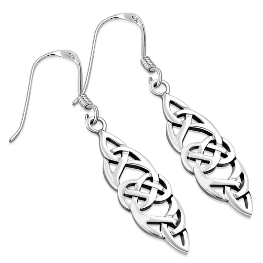 Celtic Long Sterling Silver Earrings