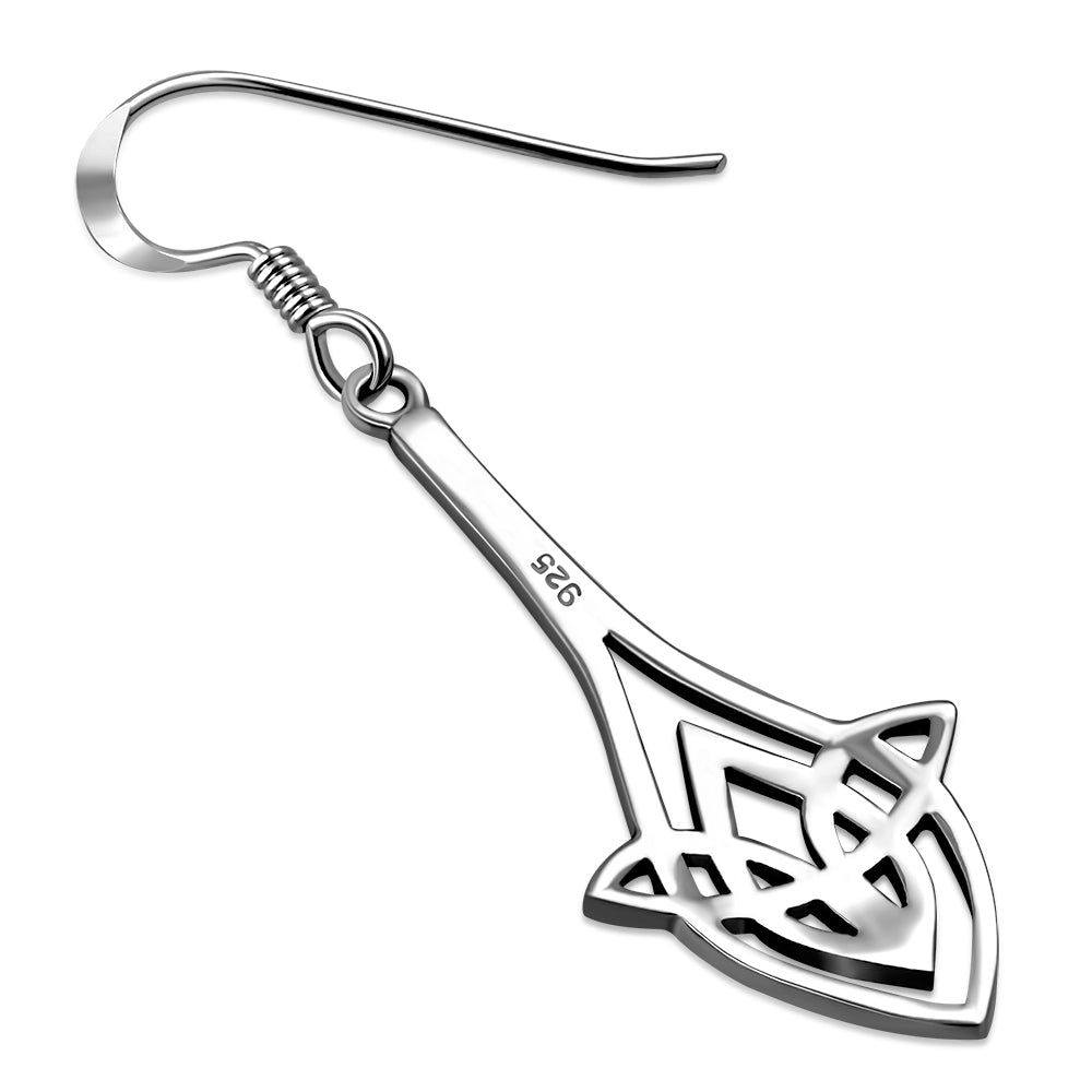Long Celtic Knot Silver Earrings
