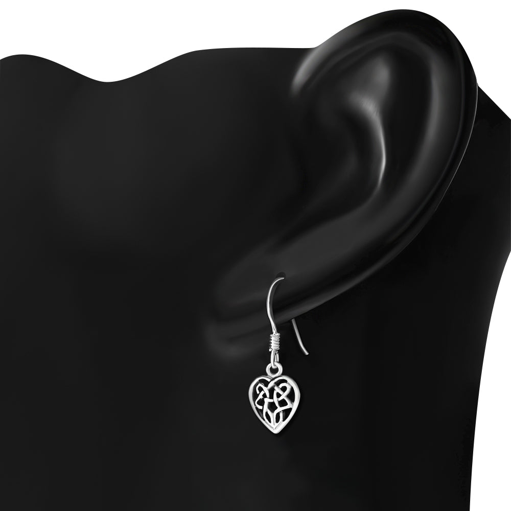 Heart Celtic Knot Silver Earrings