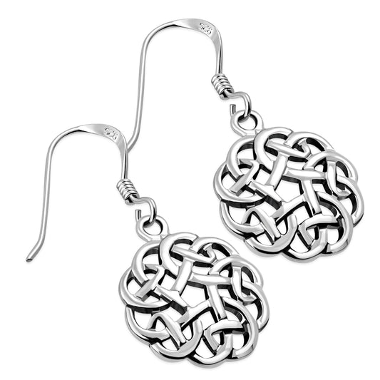 Celtic Knot Round Silver Earrings