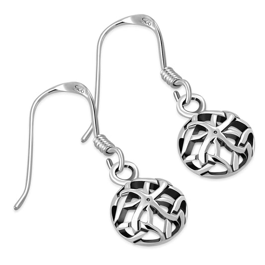 Tiny Round Celtic Knot Plain Silver Earrings