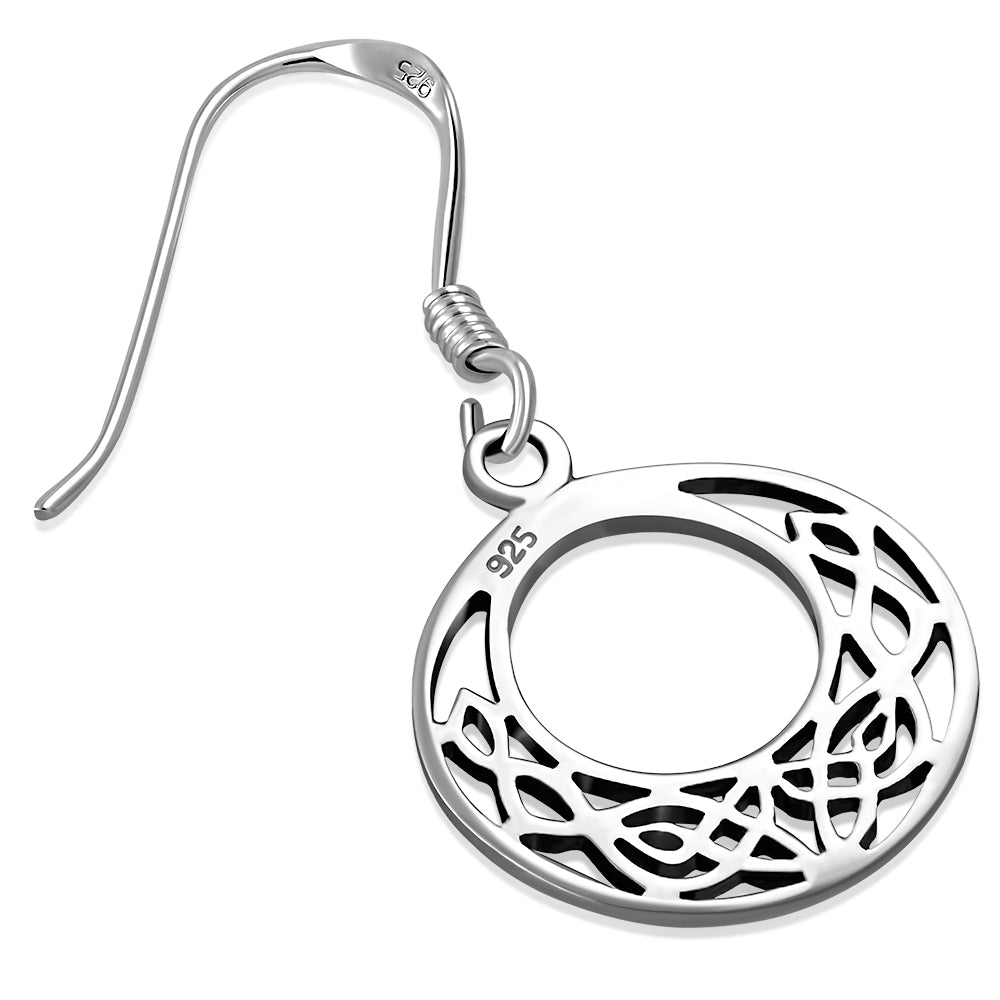 Small Round Celtic Silver Earrings