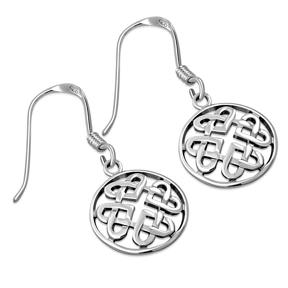 Round Celtic Knot Solid Silver Earrings