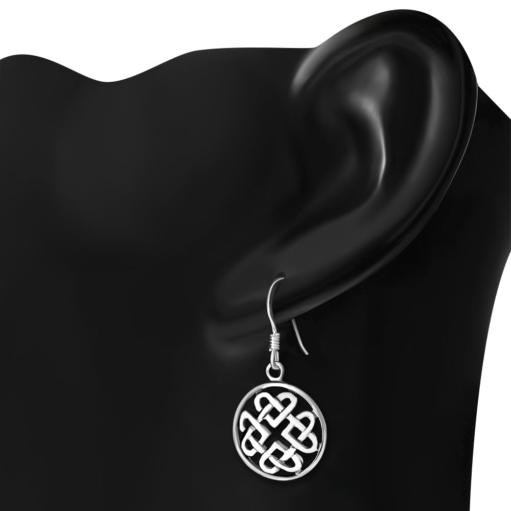 Round Celtic Knot Solid Silver Earrings