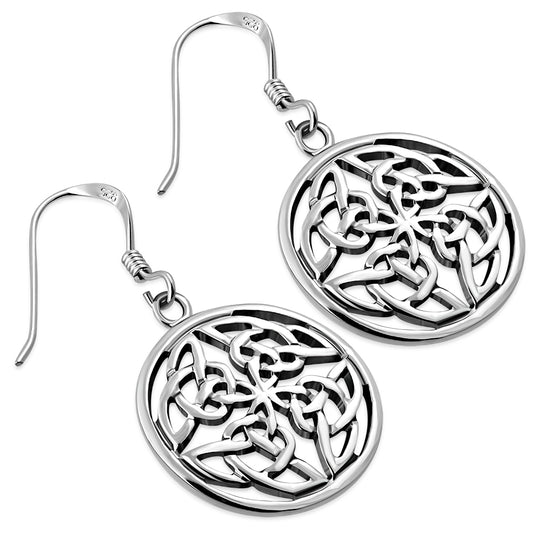 Celtic Knot Round Silver Earrings