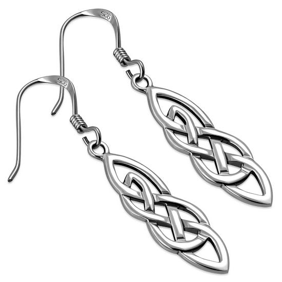 Long Celtic Knot Sterling Silver Earrings