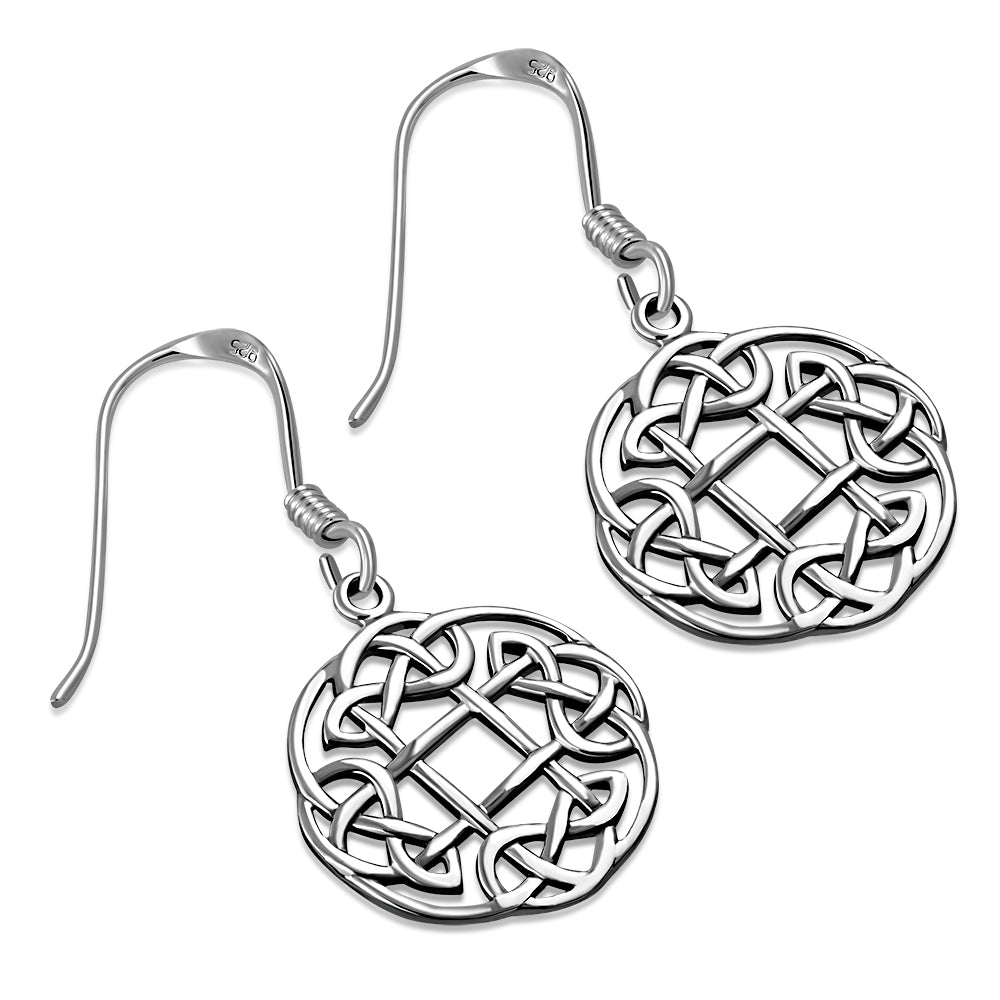 Round Celtic Knot Silver Earrings