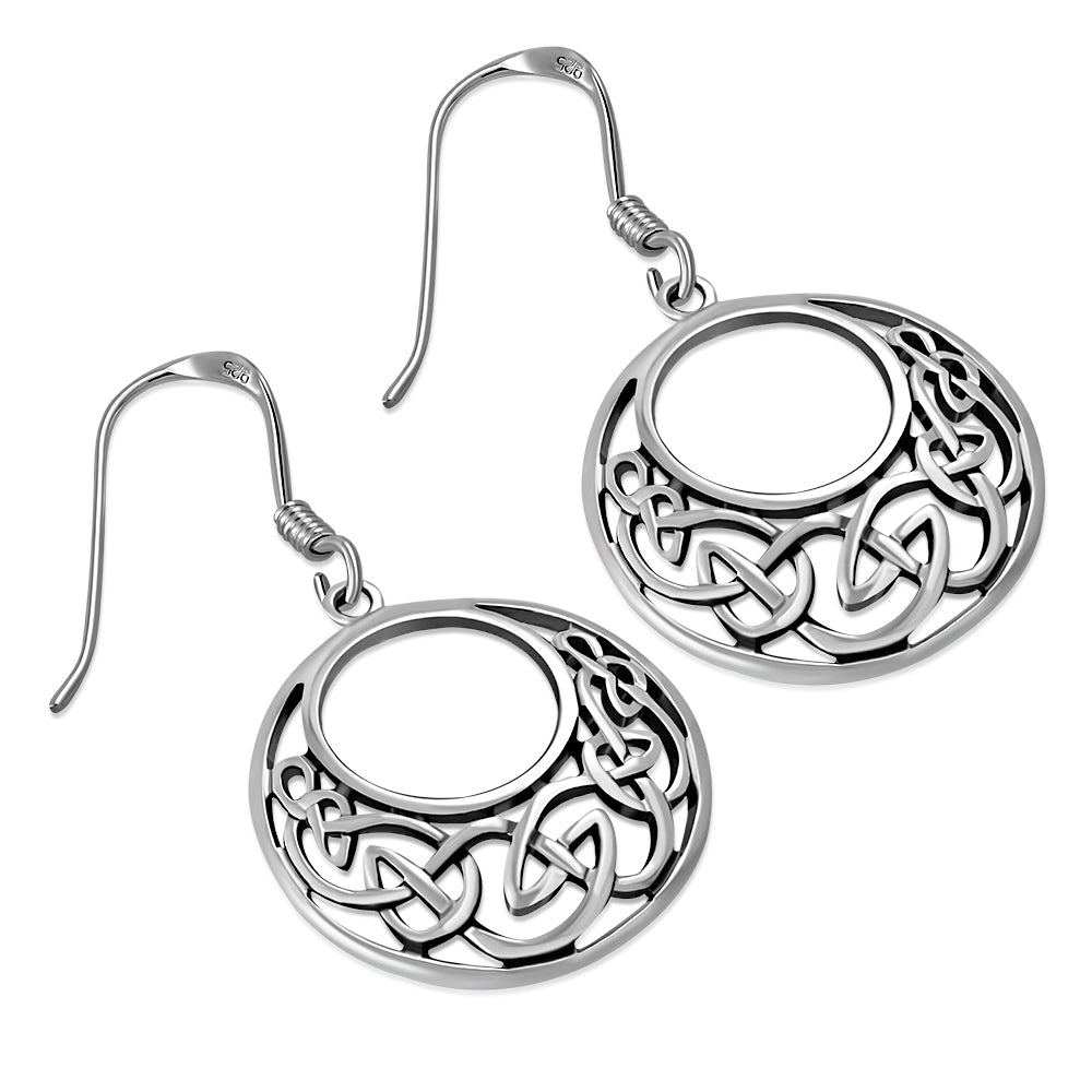 Medium Round Celtic Knot Silver Earrings