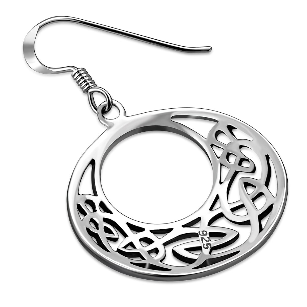 Medium Round Celtic Knot Silver Earrings