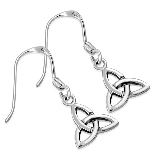 Silver Celtic Trimity Flat Knot Earrings