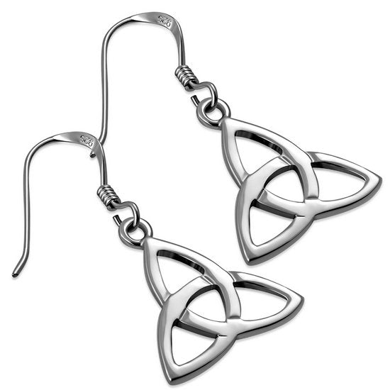 Medium Silver Celtic Trinity Flat Knot Earrings