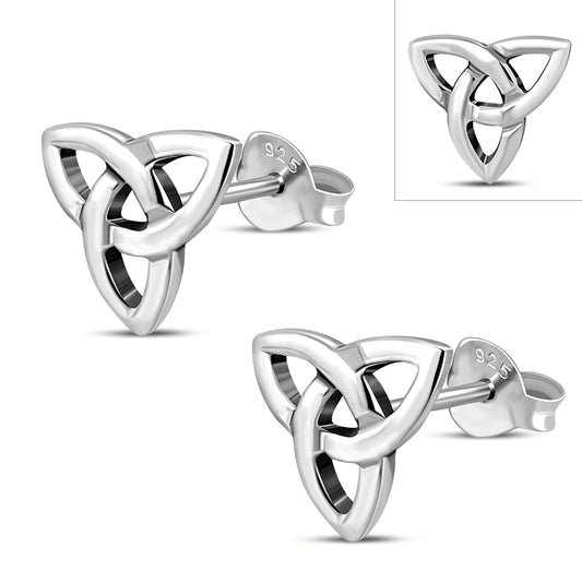 Celtic Trinity Knot Stud Silver Earrings