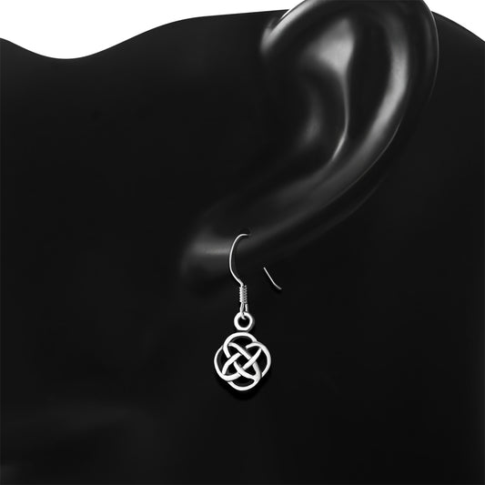 Plain Silver Celtic Knot Dangle Earrings