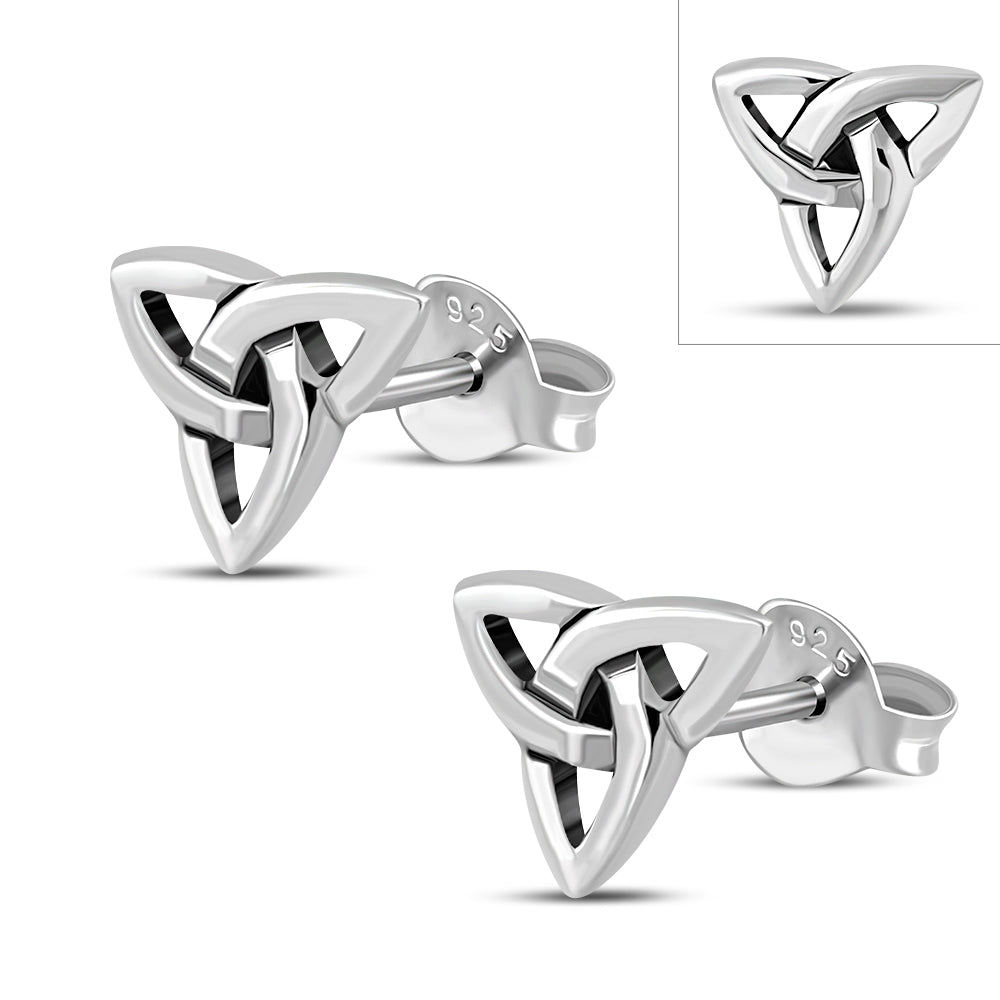 Plain Silver Trinity Knot Stud Earrings