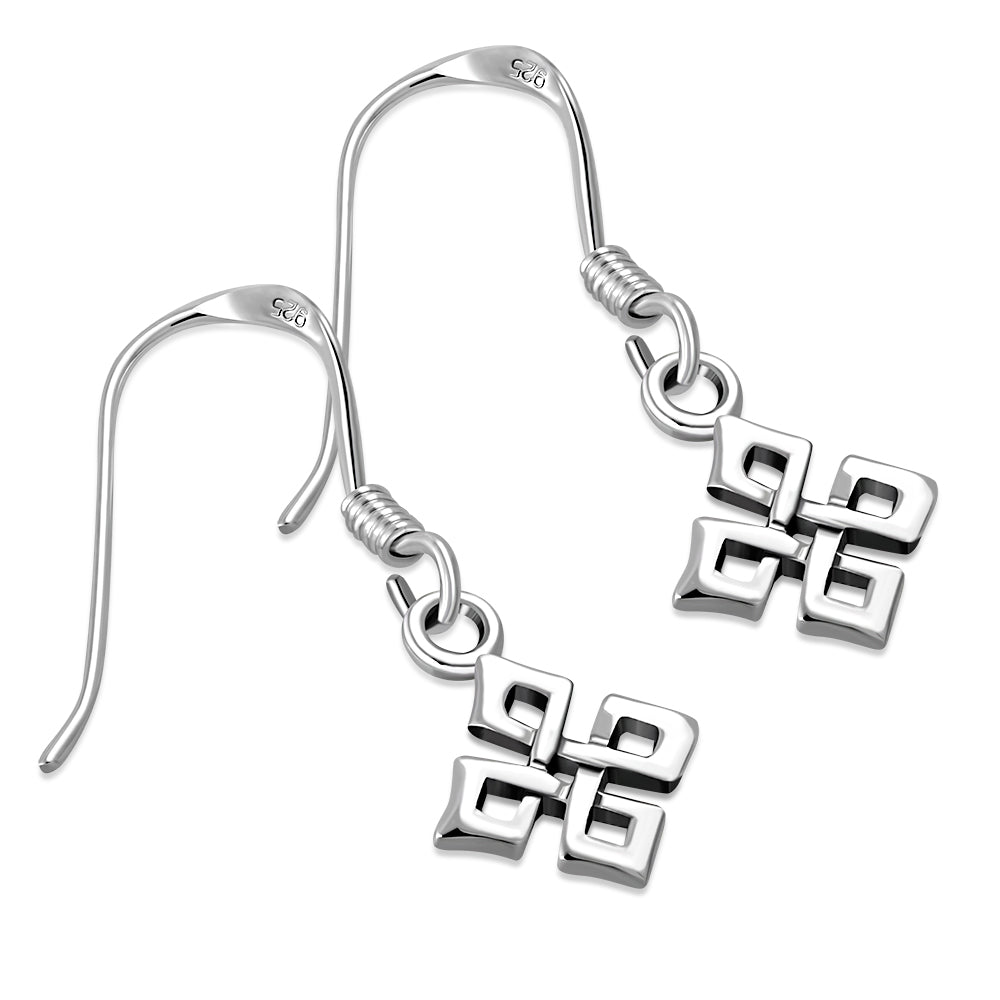 Plain Celtic Knot Dangle Silver Earrings