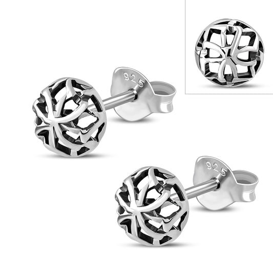 Round Celtic Trinity Knot Stud Silver Earrings